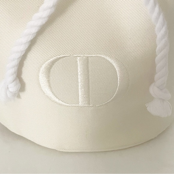 CD Christian Dior Canvas Drawstring Cinched Beauty Pouch Round - Picture 2 of 6